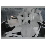 Framed Original Limited Edition Artwork "A Picnic on the Lake", Signed S. Marchetti (1992)