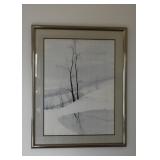 Framed Artwork "Serenity in Black and White", Signed