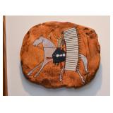Ceramic Wall Plaque by Glen LaFontaine - Native American on Horse