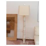 Acrylic Floor Lamp with Table - Brass Accents