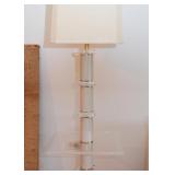 Acrylic Floor Lamp with Table - Brass Accents