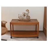 Vintage Oak Table / Cart with Tile Top