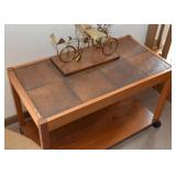 Vintage Oak Table / Cart with Tile Top