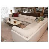 Off-White Low Profile Sectional Sofa with Ottoman