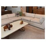 Off-White Low Profile Sectional Sofa with Ottoman