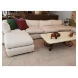 Off-White Low Profile Sectional Sofa with Ottoman