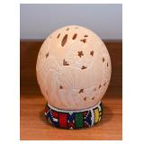 African Folk Art - Carved Ostrich Egg