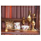 Creamer & Sugar, Brass Candlesticks, Candle Snuffer