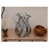 Glass Pitcher, Wooden Bowls