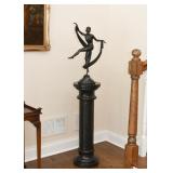 Art Deco Dancer Sculpture / Statue - Fanny Rozet, Black Marble Pedestal Display Plant Stand