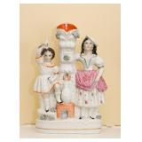 Antique English Staffordshire Figural Pottery Spill Vase (1800