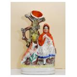 Antique English Staffordshire Figural Pottery Spill Vase (1800