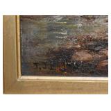 Antique Oil Painting with Ornate Frame, Signed