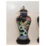 Pair of Chinese Porcelain Covered Jars (Phoenix)
