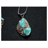 Sterling Silver & Turquoise Pendant Necklace (Tom Willete)