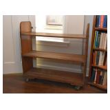 Rolling Wooden Bookshelf Cart 
