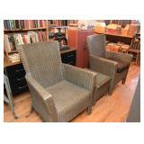 Pair of Wicker Armchairs with 1 Ottoman
