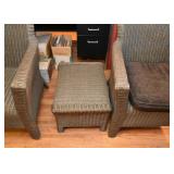 Pair of Wicker Armchairs with 1 Ottoman
