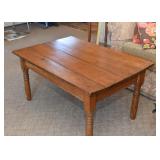 Vintage Primitive Rustic Wood Coffee / Cocktail Table Table