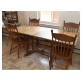 Vintage Oak Dining Table with Extension Leaves