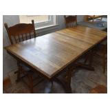 Vintage Oak Dining Table with Extension Leaves
