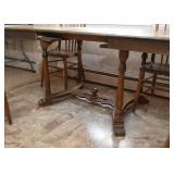 Vintage Oak Dining Table with Extension Leaves