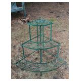 Green Metal Corner Plant Stand