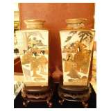 Antique Japanese Satsuma Vase Pair