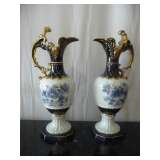 Antique European Ceramic Vase Pair