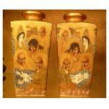 Antique Japanese Satsuma Vase Pair