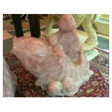 Rose Quartz Child on Fish with Lotus Bud