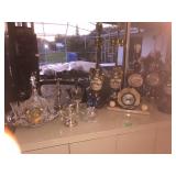 Antique lamps and glassware