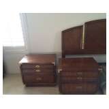 bedroom set with king headboard, 2 nightstands, tall dresser and large bureau