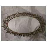 Heavy Brass Mirrored Dresser Tray