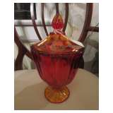 Lg Vtg Amberina Candy Dish