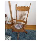 Antique Oak pressback swivel desk chair