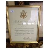 Signed "John F Kennedy"