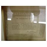 Memorial signed " Gen. J. Pershing"