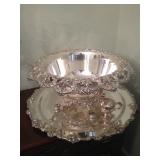 Extremely Rare c.1930 International Silver "Vintage" footed punch bowl w/newer underplate & cups