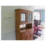 OAK LEADED GLASS CHINA HUTCH