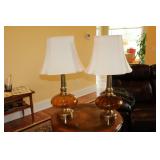 34" Vintage Amber Lamps - $30.00 each Globes at Widest is 13"