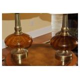 34" Vintage Amber Lamps - $30.00 each Globes at Widest is 13"