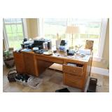 Oak Desk & Office Supplies- $50.00 (not printers)