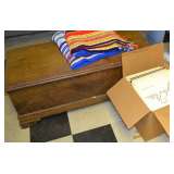 cedar chest, rugs, albums