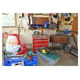 Craftsman tool chest, antique sewing macine