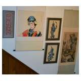 Framed Asian Art, Silks, etc.