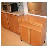 Microwave & Solid Oak Cart