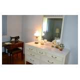 White Vintage Midcentury Dresser, Nighstand, Headboard