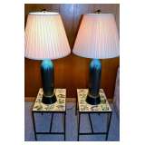 Ceramic Tile End Tables, Cerulian Blue Ceramic Lamps