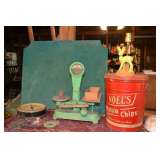Vintage scale (modified), Noel Potato Chip tins